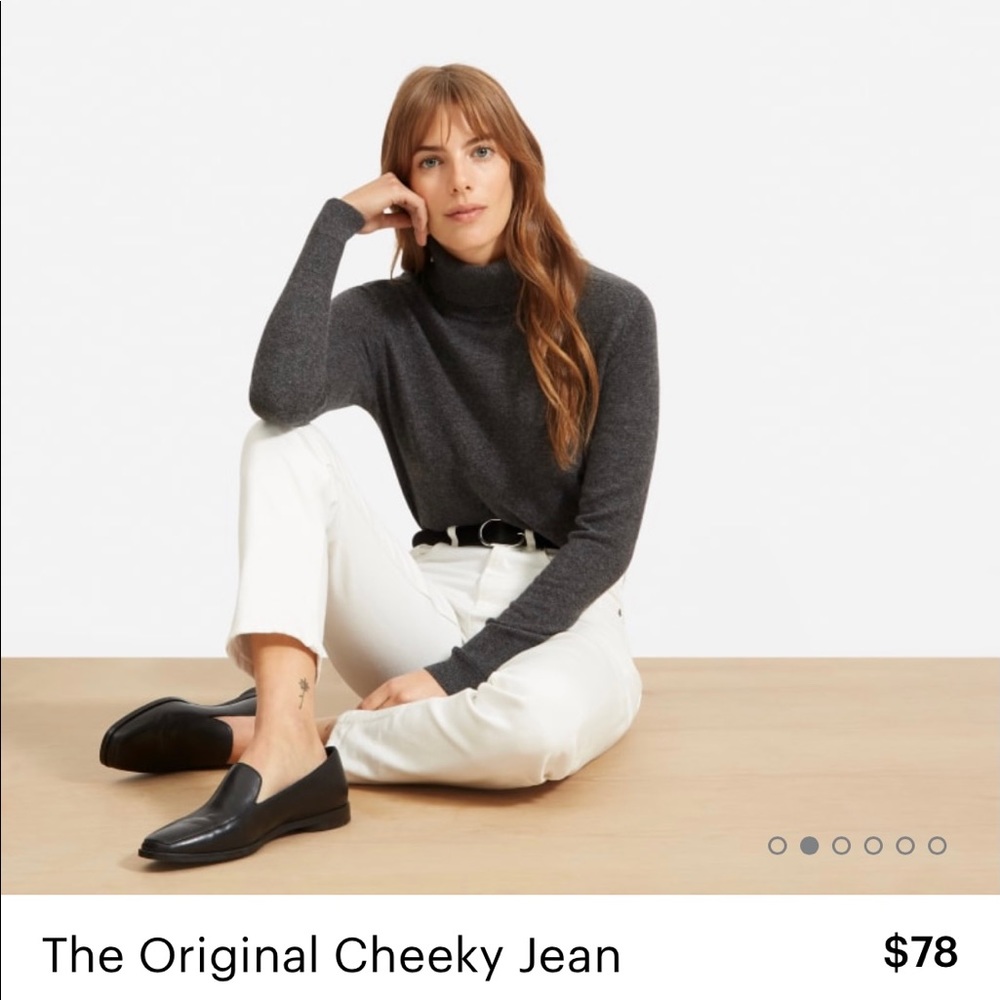 Everlane high rise straight jean in Bone.